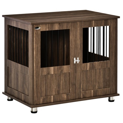 Pawhut Wooden Dog Crate Furniture Wire Pet Cage Kennel, End Table With  Double Doors, And Locks, For Medium And Large Dog House Indoor Use : Target