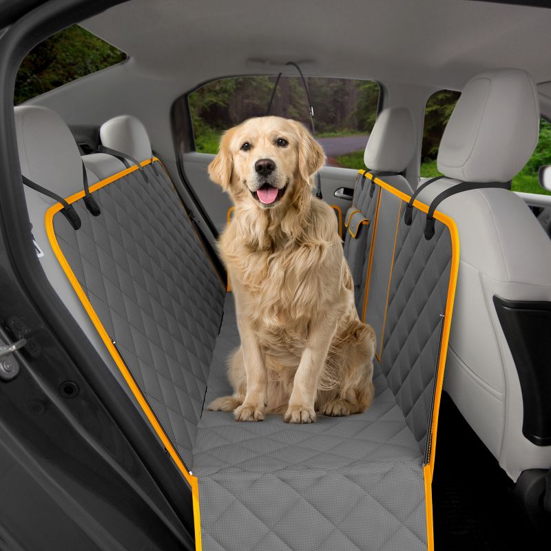 PAWBEE Dog Car Seat Cover – Premium Nonslip Dog Seat Covers for Cars + seat belt – Waterproof Pet Hammock with Front Mesh Window for car, SUV, Truck, 3 of 9