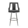 26" Faux Leather Swivel Open-Back Modern Bar Stool with Footrest and Brushed Stainless Steel Frame for Kitchen Island or Home Bar - 3 of 4