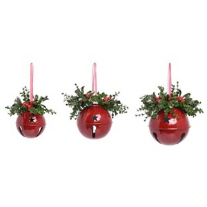 Transpac Artificial 8 in. Multicolor Traditional Christmas Bell Ornaments Set of 3 - 1 of 2