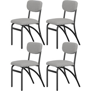Acekool Boucle Dining Chairs Set of 2/4 with Mid-Century Arched Back and Metal Legs, Upholstered Accent Side Chairs for Kitchen & Living Room - 1 of 4