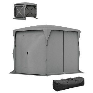 Aghana Digitals Brown 11x11ft Pop-Up Screen Gazebo: UPF30+ Removable Roof, Roll-Up Panels, 2 Doors - 1 of 4
