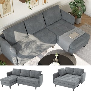 L Shape Sofa Couch,  76 Inch Chenille Sectional Sofa with Storage, Small Couch for Living Room Apartment - 1 of 4