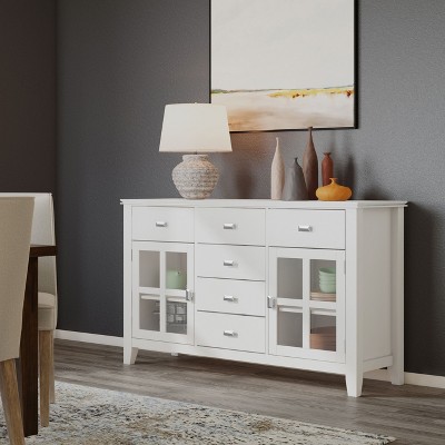NicBex Modern 2-Doors Sideboard,Kitchen Storage Cabinets with 6 Drawers and 2 Glass Doors for Kitchen and Dining Room