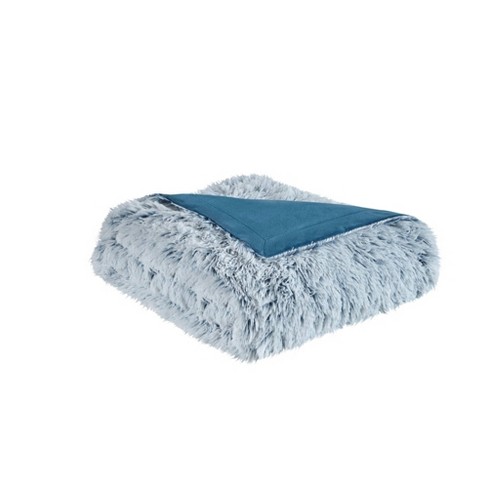 Light blue faux discount fur throw blanket