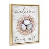 Stupell Industries Welcome To Our Nest Rustic Bird Egg Sign Black Floater Framed Canvas Wall Art - 3 of 4