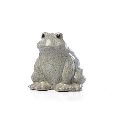 7.75" Handmade Glazed Ceramic Calm Frog Statue Gray - Alfresco Home LLC