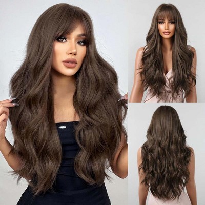 Jessie's Wig 26 Inch Long Wavy Wig Synthetic Wig Brown 1 Pc/Pack