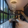 Siljoy Modern Crystal Chandeliers for High Ceilings, Led Pendant Light Fixture 3 Colors Adjustable, Gold Chandelier for Foyer Staircase - 3 of 4