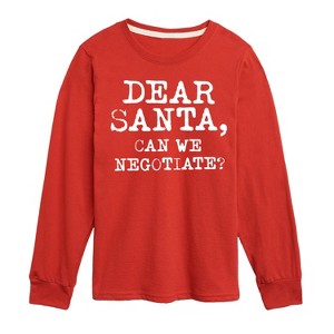 Boys' - Instant Message - Dear Santa Can We Negotiate Long Sleeve Graphic T-Shirt - 1 of 4