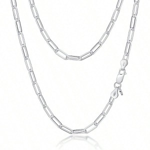 Women's Sterling Silver Paperclip Chain Fashionable and Exquisite, Suitable for Daily Wear - 1 of 4