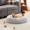 Wooakway 19" Gray Pet Bed for Indoor Dog Cat Donut Cuddler Soft Dog Beds with Anti-Slip Bottom Round Calming Fluffy Plush Faux Fur Cushion Bed for Dog - 4 of 4