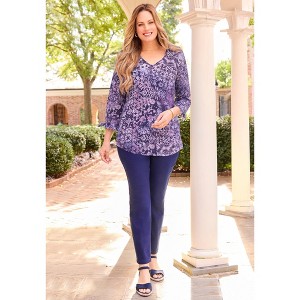 Catherines Knit Tie-Sleeve Henley Top - 1 of 2