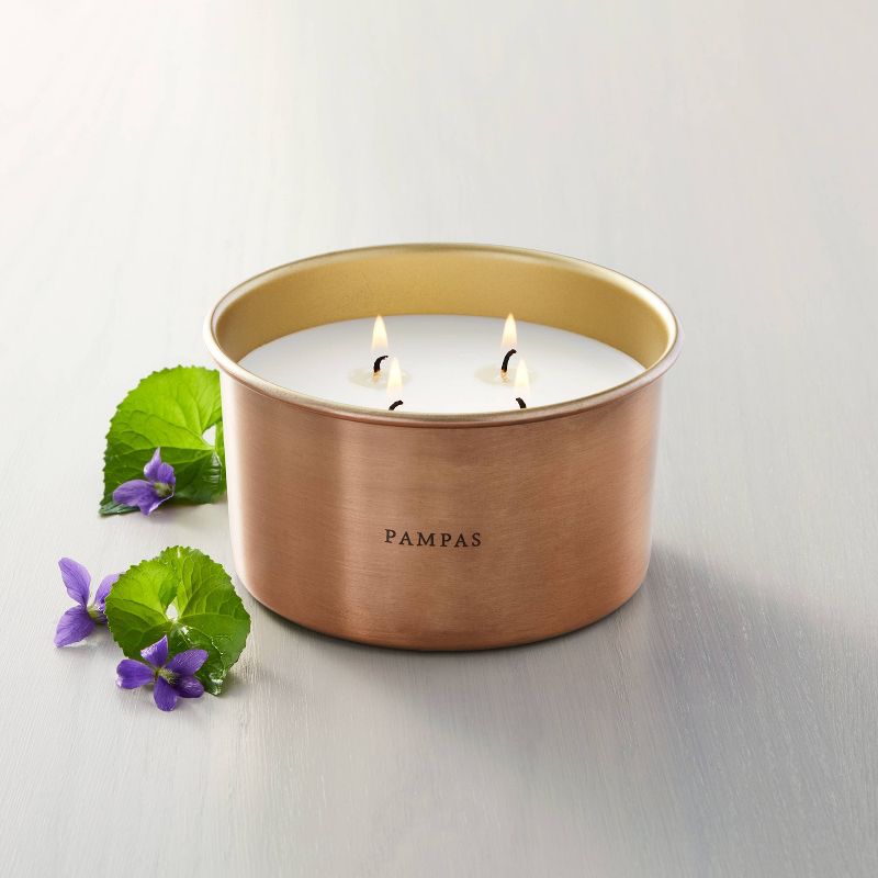 Lidded Metal Pampas 4-Wick Jar Candle Brass Finish 20oz - Hearth &#38; Hand&#8482; with Magnolia, 3 of 11