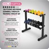 HolaHatha 3, 5, 8, 10, 12, and 15 Pound Neoprene Coated Grip Hexagon Non Slip Dumbbell Weights with Rack for Strength Training Workouts, Multicolor - 3 of 4