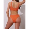 INSPIRE CHIC Women's Lace Up Decoration Push Up Bikini Sets, Wide Strap Top Triangle Bottom Swimwear Bathing Suits 1 Set - 3 of 4