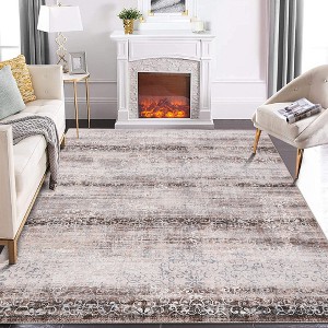 Vintage Floral Rug Distressed Washable Area Rugs for Living Room Bedroom - 1 of 4