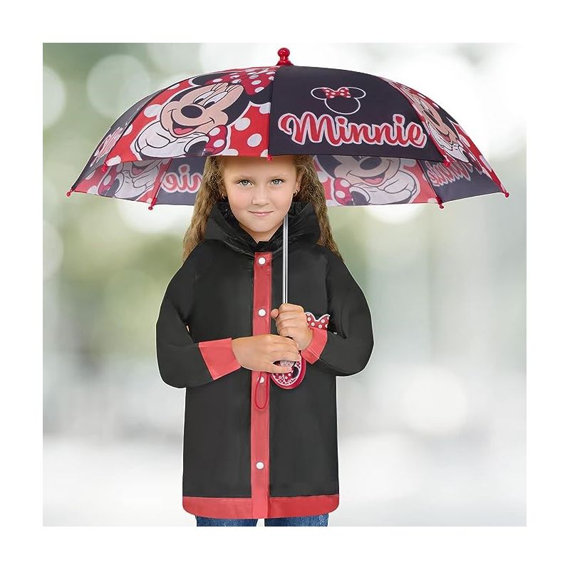 Minnie Mouse Girl's Umbrella and Raincoat Set, Kids Ages 2-5 (red), 2 of 7