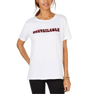 Carbon Copy Womens Unavailable Embellished T-Shirt, White, Medium - 1 of 1