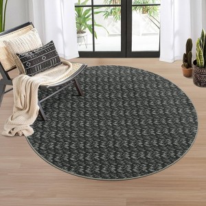 Round Rug 4ft, Modern Washable Circle Rug Non-Slip Low Pile Indoor Outdoor Patio Circular Mat, Modern Solid Throw Carpet for Entryway Bedroom Kitchen - 1 of 4