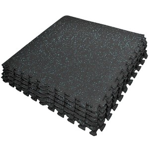 Sorbus Puzzle Exercise Mat High Density Rubber Interlocking Gym Tiles Blue Dots - 1 of 4