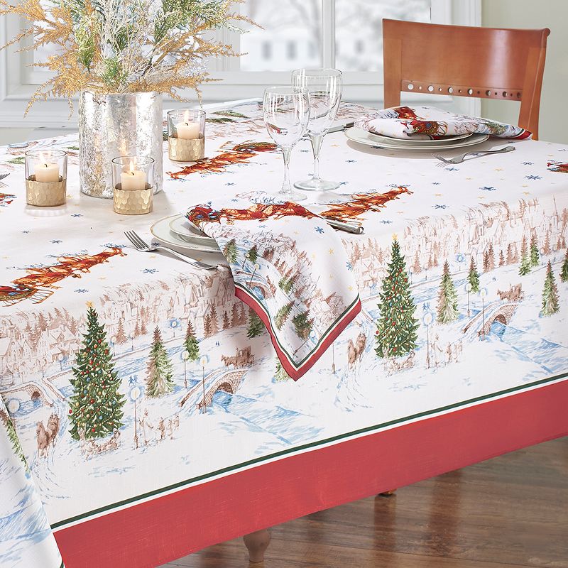 Santa’s Snowy Sleighride Tablecloth - Red/Green - Elrene Home Fashions, 3 of 5