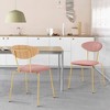 Set of 2 Neo Modern Velvet and Metal Leg Dining Room Chairs Pink/Gold - Armen Living: Chrome-Plated, Foam-Filled, Armless Design - 2 of 4