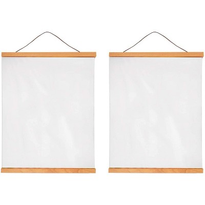 Okuna Outpost 2 Pack Wood Poster Hanger Frame, Magnetic Scroll for Wall (17 x 0.25 x 0.75 in)