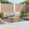 vidaXL Patio Lounge Set/Outdoor Loveseat 4 Piece - Poly Rattan with Cushions, Gray/Acacia Wood Table, Garden/Backyard/Terrace Seating - 3 of 4