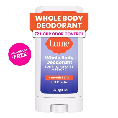 Lume Whole Body Women's Deodorant - Mini Smooth Solid Stick - Aluminum Free - Soft Powder Scent - Trial Size - 0.5oz