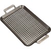 Grill Topper BBQ Grilling Pans (Set of 2) - Non-Stick Barbecue Trays w Stainless Steel Handles for Meat  Vegetables  and Seafood - Great for Summer - 3 of 3