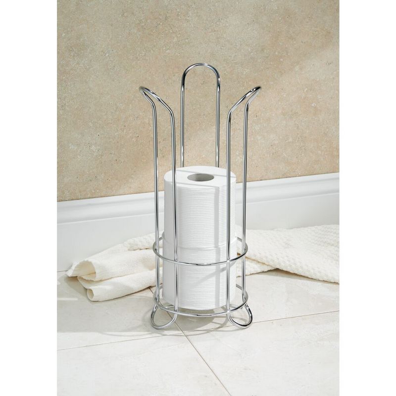 iDESIGN Classico Metal Toilet Tissue Roll Reserve Organizer for Bathroom Chrome, 4 of 7