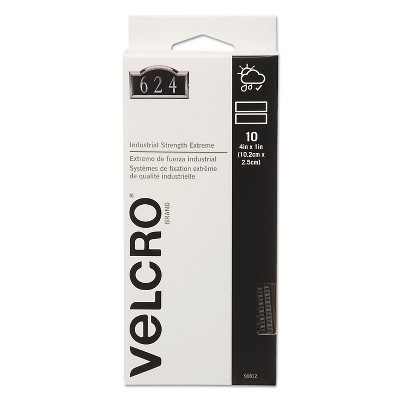 Velcro Extreme Indoor/Outdoor Hook and Loop Fasteners 1 x 4 Strips 10/Pack 90812