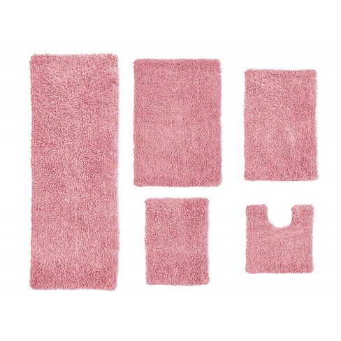 Home Weavers Inc Modesto Collection Pink Cotton 2 Piece Bath Rug Set