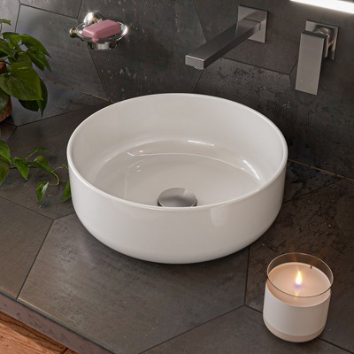 ALFI ABC907-W White 15Inch Round Above Mount Ceramic Sink