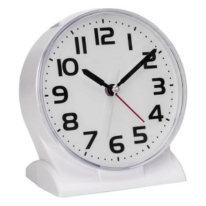 Aoibox Silent Analog Alarm Clock with Snooze, Gradual Wake, Soft Backlight, Easy to Set, Large Numbers for Seniors, On/Off Switch, White - 1 of 4