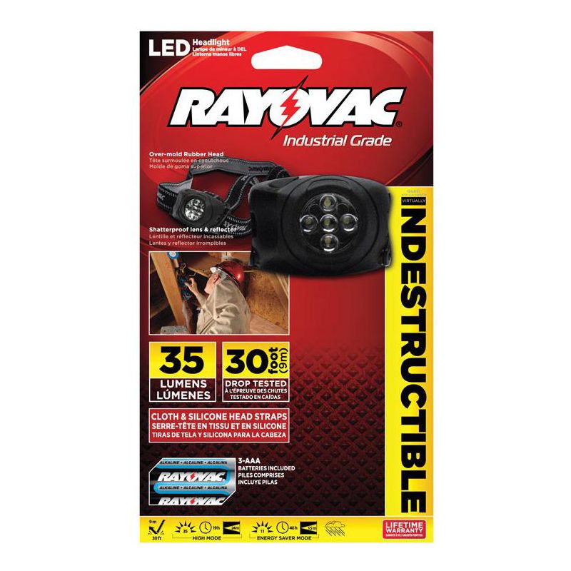 Rayovac Workhorse Pro 35 lm Black LED Headlight AAA Battery, 1 of 2