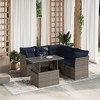 vidaXL 6 Piece Garden Sofa Set with Cushions Gray Poly Rattan - 2 of 4