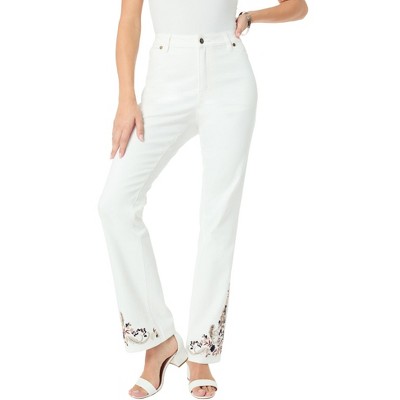 Roaman's Women's Plus Size Embroidered Bootcut Jean