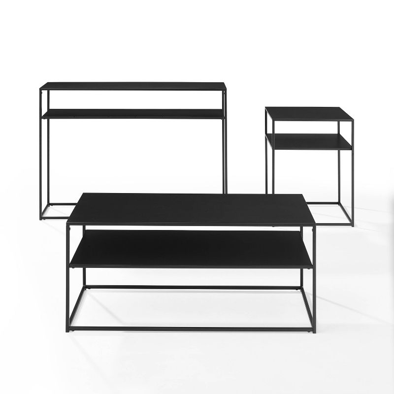 3pc Braxton Coffee Table Set - Coffee Table, Console Table and End Table Matte Black - Crosley, 4 of 12