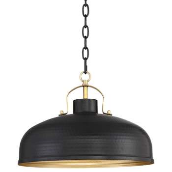 Possini Euro Design Camden Black Warm Brass Pendant Light 15 3/4" Wide Industrial Rustic Dome Shade for Dining Room House Foyer Kitchen Island Bedroom