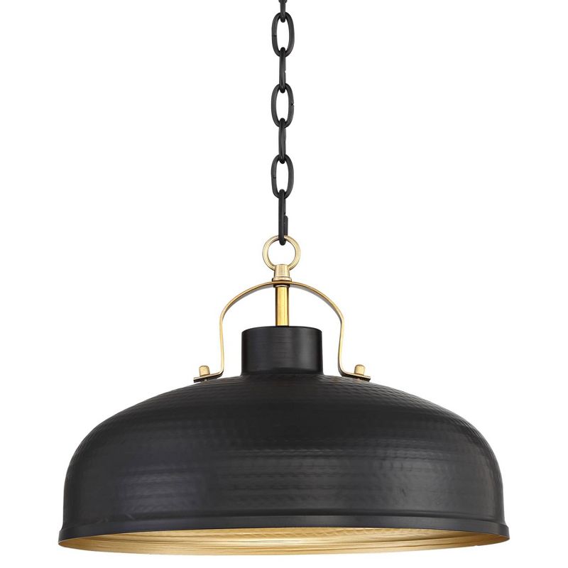 Possini Euro Design Camden Black Warm Brass Pendant Light 15 3/4" Wide Industrial Rustic Dome Shade for Dining Room House Foyer Kitchen Island Bedroom, 1 of 10