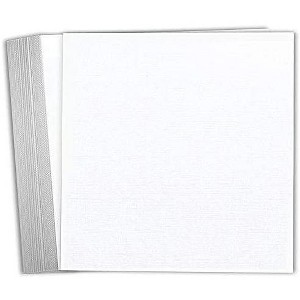Hamilco White Linen Cardstock Scrapbook Paper 12x12 Heavy Weight 80 lb Cover Card Stock – 25 Pack - 1 of 4