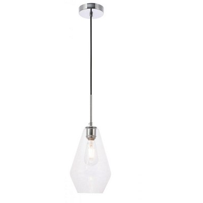 Elegant Lighting Gene 1 light Chrome and Clear glass pendant