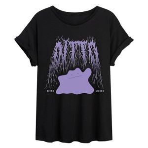 Women's Pokémon Metal Ditto Oversized Graphic T-Shirt - Black - 2