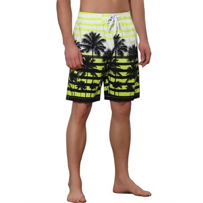 Lars Amadeus Men's Color Block Tropical Trees Printed Striped Beach Shorts 2 Pack Yellow 36 — фото 2