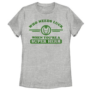 Women's Marvel St. Patrick's Day Iron Man No Luck Needed T-Shirt - 1 of 4