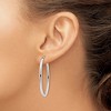 Black Bow Jewelry 2mm Oval Hoop Earrings in 10k White Gold, 41mm (1 5/8 Inch) - 3 of 4