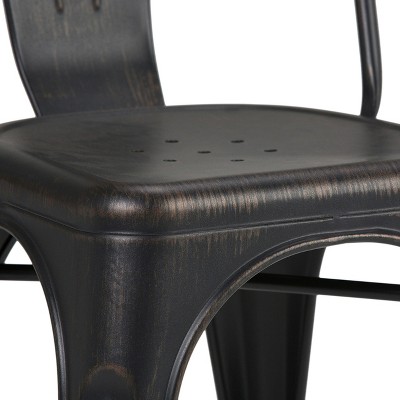 Freya Distressed Black Iron Industrial Dining Side Chair Set