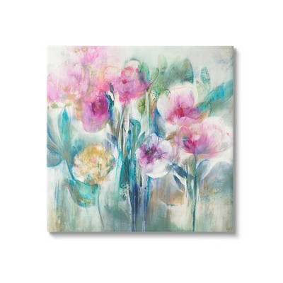 Stupell Industries Delicate Rainy Flowers Pink Peonies Painterly Illustration Canvas Wall Art